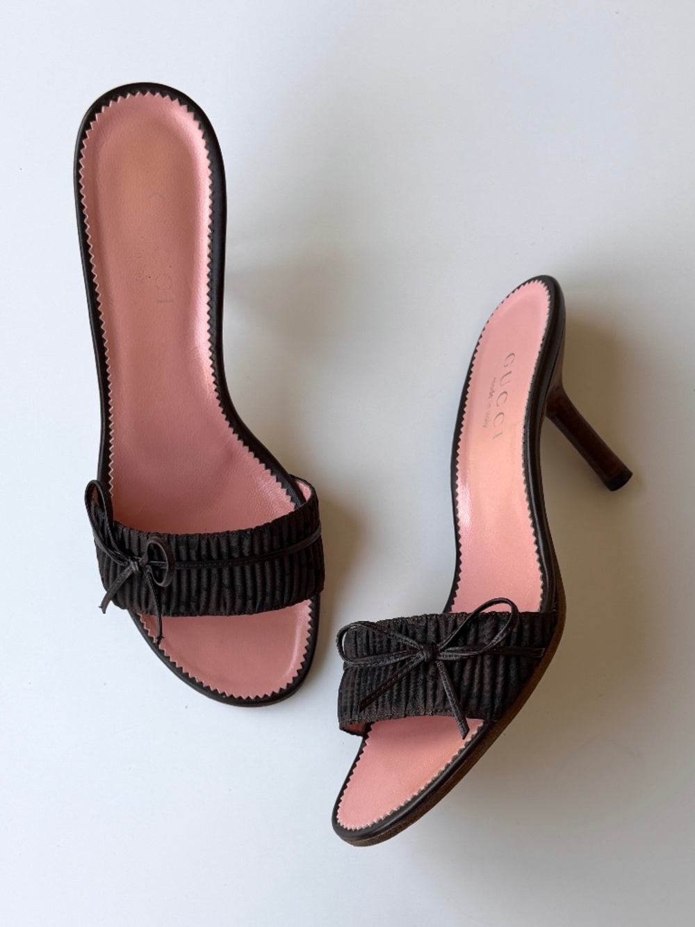 Vintage Tom Ford Gucci brown & pink mule sandals, US 7